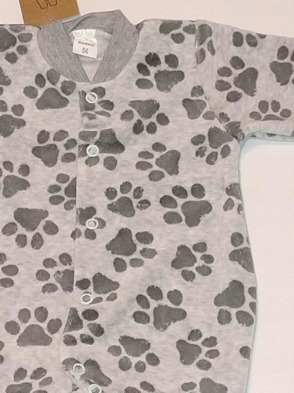 Pajacyk niemowlęcy szary w łapki ciepły bawełniany Bambik