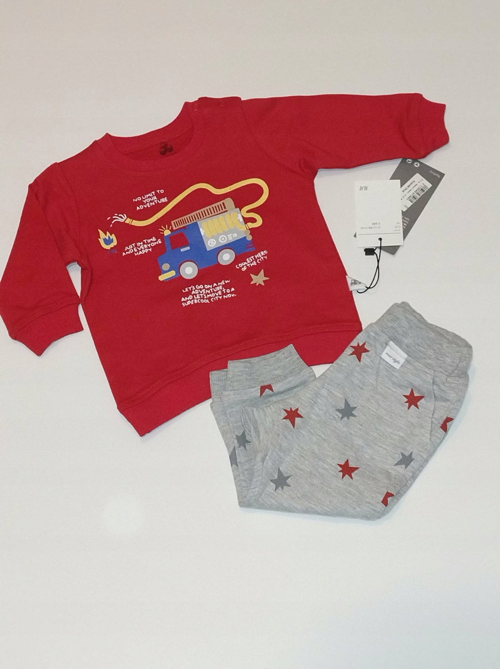 Dres niemowlęcy straż pożarna czerwony bluza spodnie od 62-74