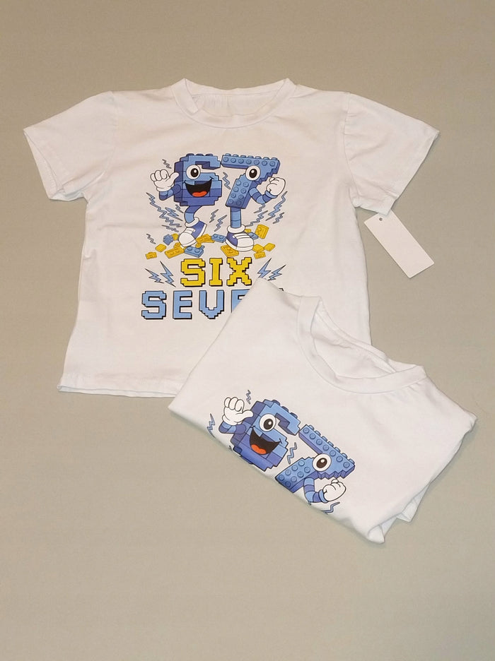 T-shirt dziecięcy biały SIX SEVEN 6 7 bawełna