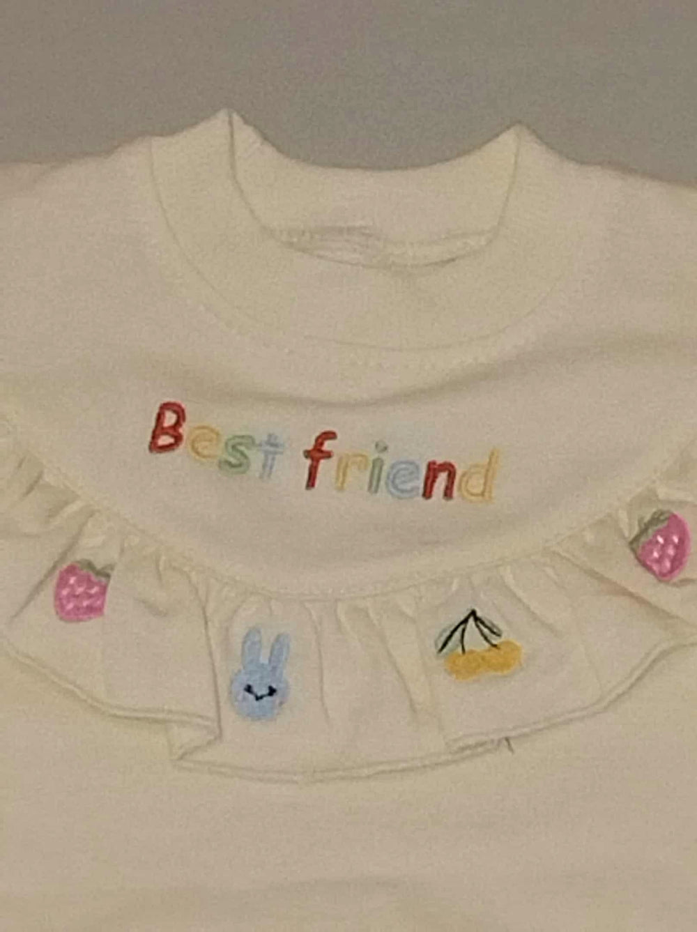 Dres dziewczęcy kremowy Best Friend bluza i spodnie falbanka Bambik