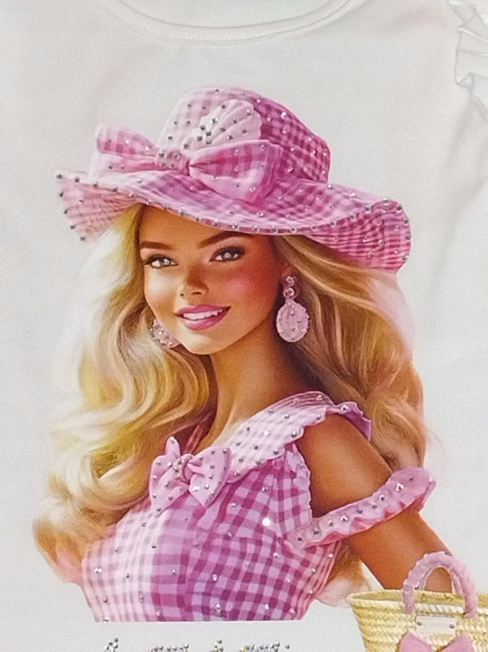 Koszulka dziewczęca Barbie 110-152 biała falbanki kryształki Mattel