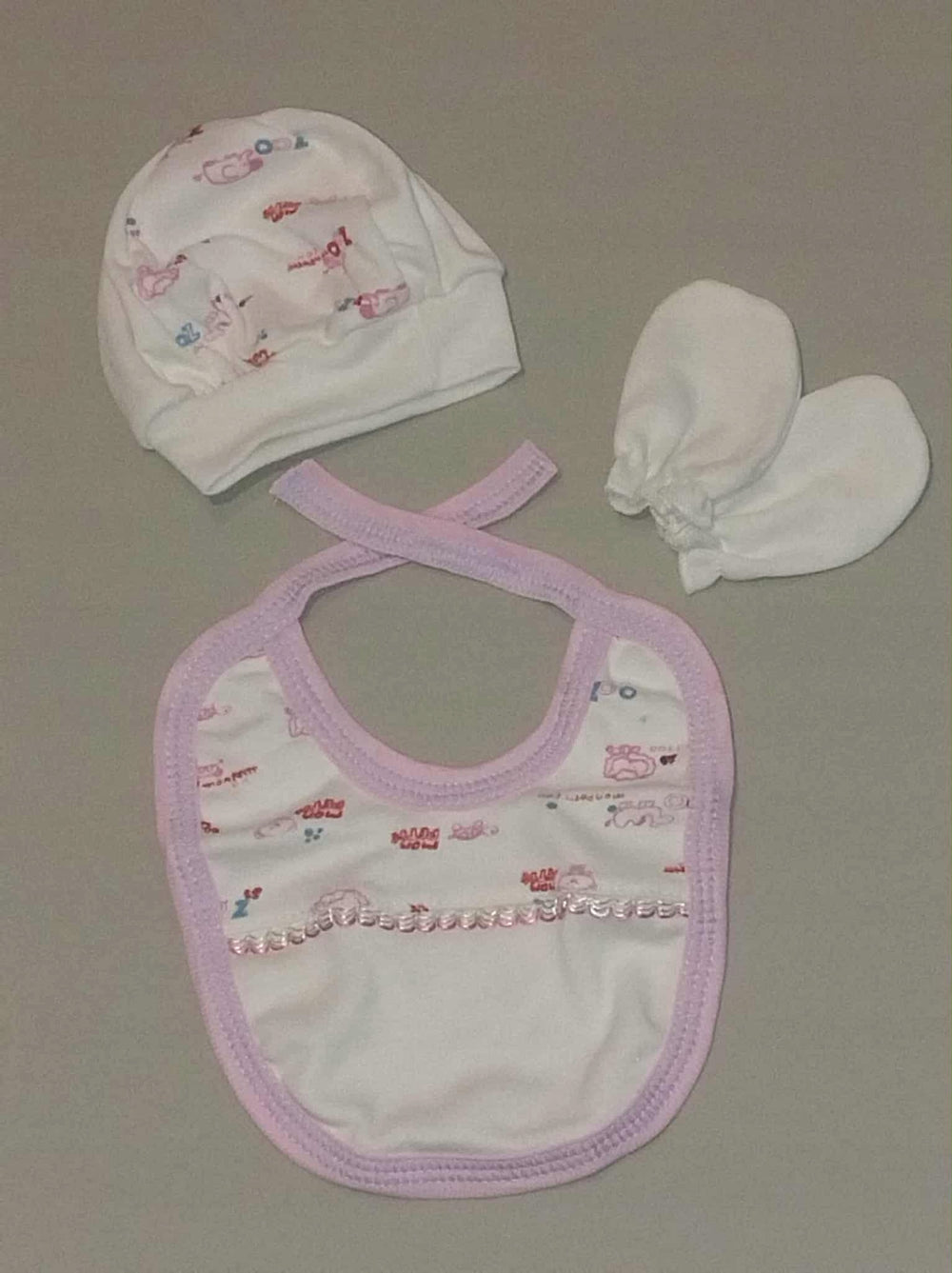 Wyprawka niemowlęca pajacyk body czapeczka śliniak rękawiczki 56.b0