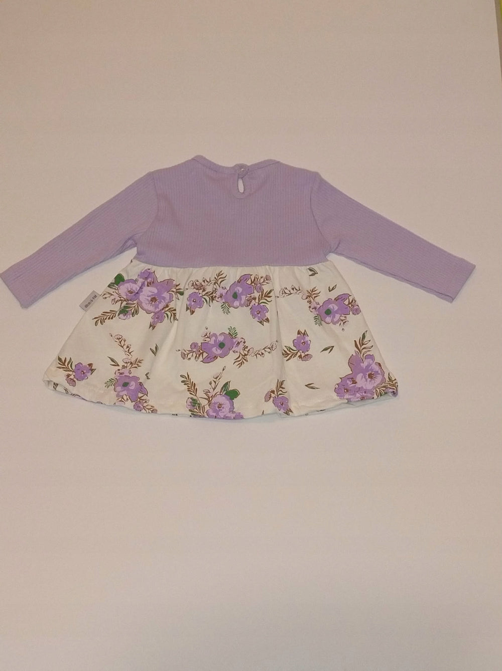 Komplet dziewczęcy sukienka w kwiaty + legginsy liliowy