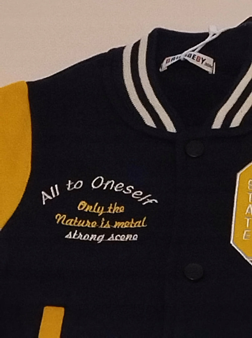 Bluza dziecięca varsity granat żółta college na napy bawełna