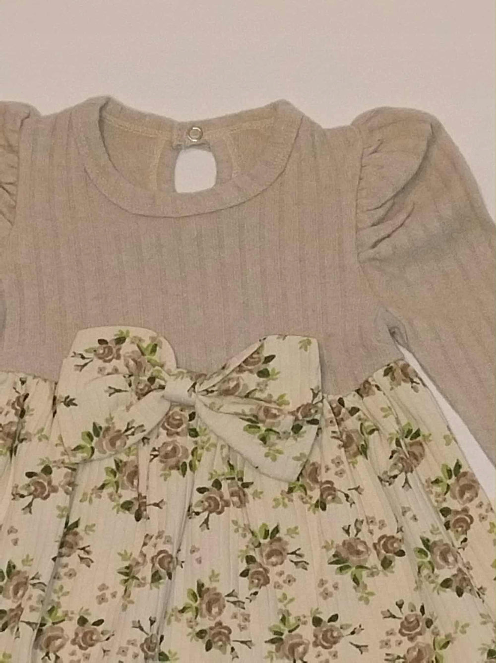 Sukienka niemowlęca bawełniana w kwiaty beżowa 62-80 elegancka B5h1