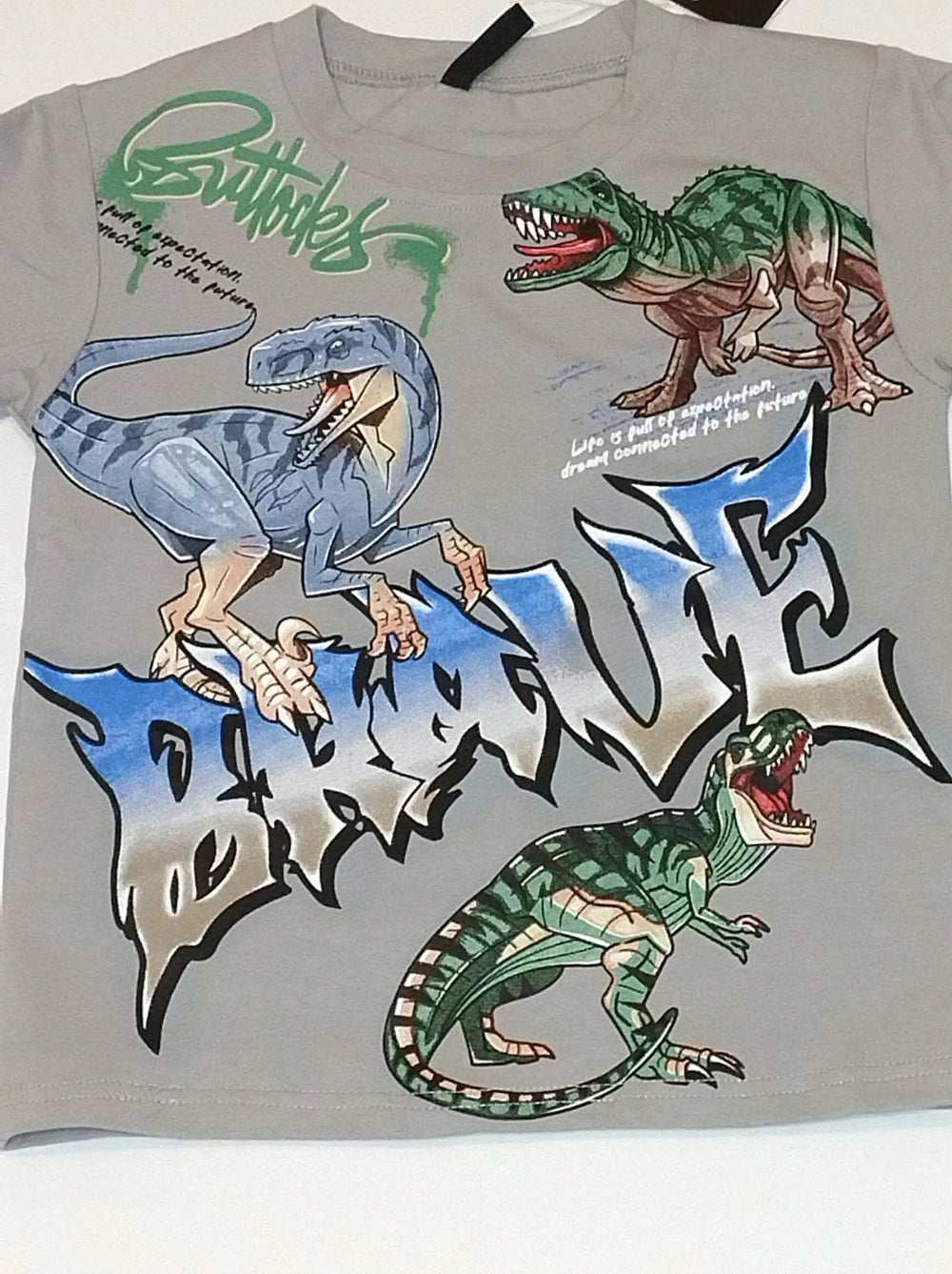 Bluzka chłopięca Bambik dinozaury szara bawełna 98-122