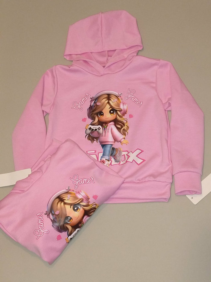 Bluza dziewczęca Gamer RÓBLOX różowy z kapturem