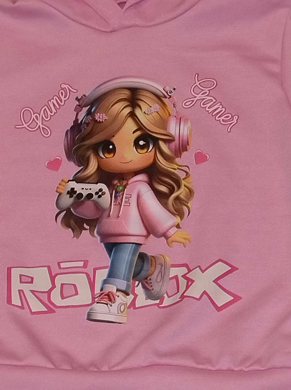 Bluza dziewczęca Gamer RÓBLOX różowy z kapturem
