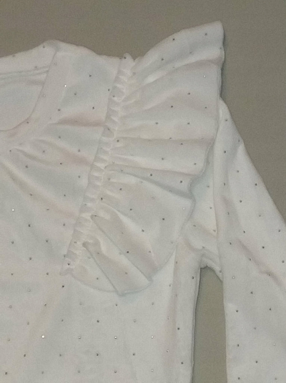 Bluzka dziewczęca biała falbanki długi rękaw elegancka