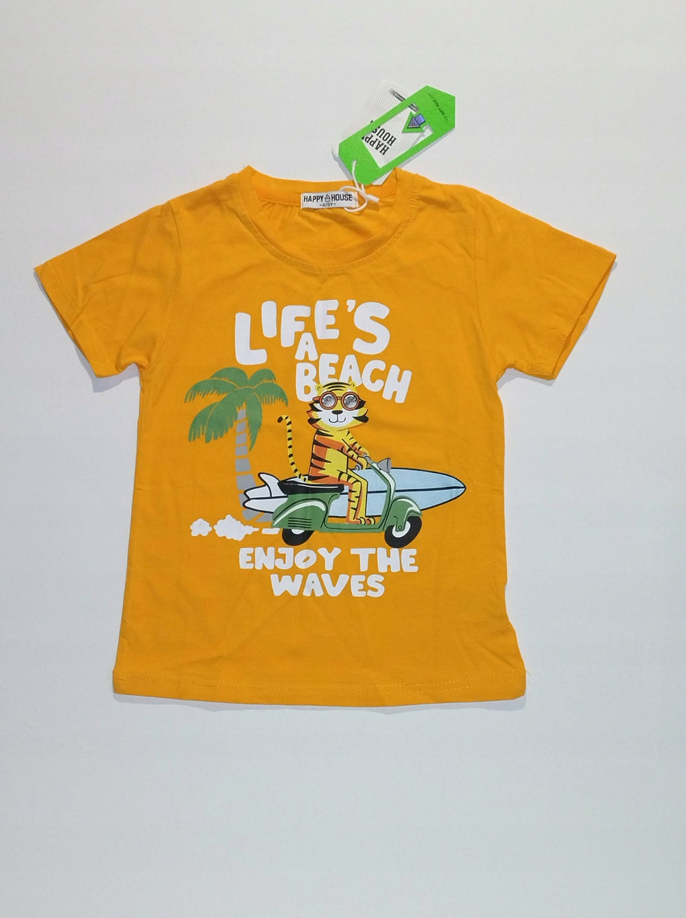 Koszulka chłopięca żółta tygrysek plaża bawełna Happy House