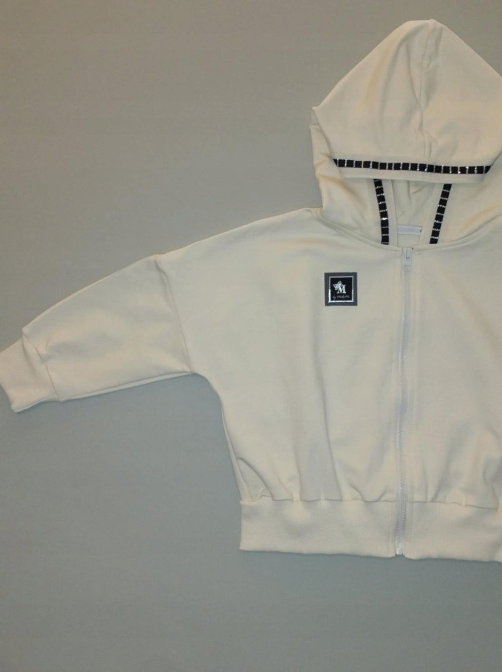 Bluza dziecięca Mała Mi 110-152 rozpinana z kapturem kremowa stylowa.b1