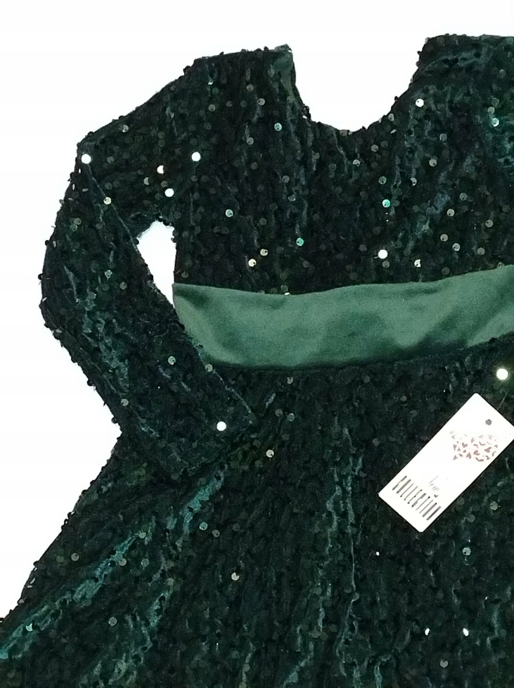 Sukienka dziewczęca zielona cekiny elegancka kokarda Bambik