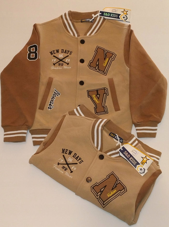 Bluza dziecięca varsity karmel beż college na napy bawełna