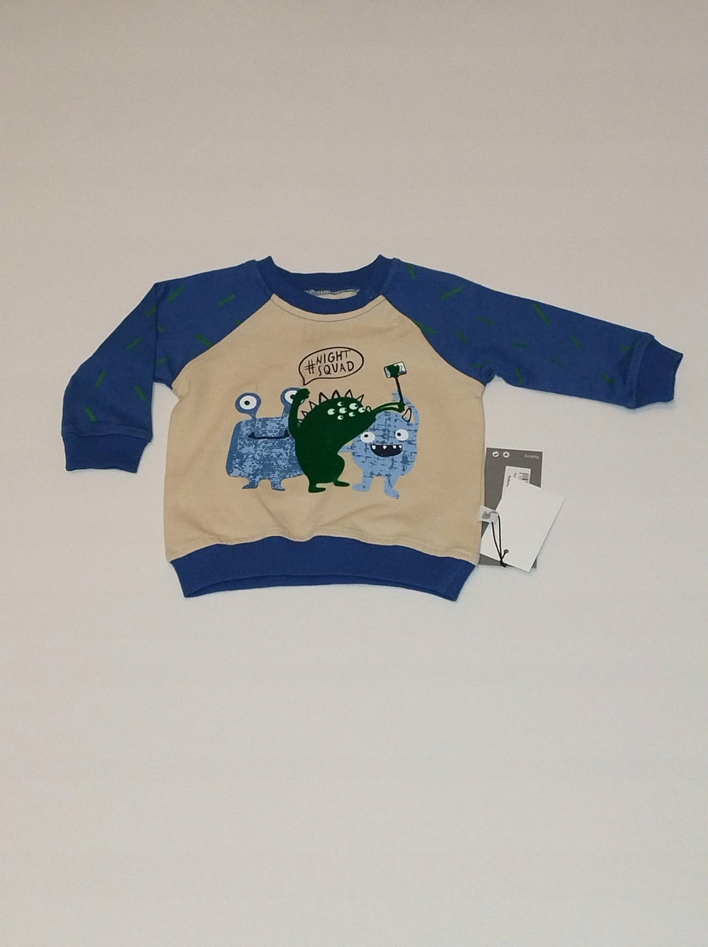 Dres niemowlęcy Bambik potworki niebieski komplet bluza spodnie