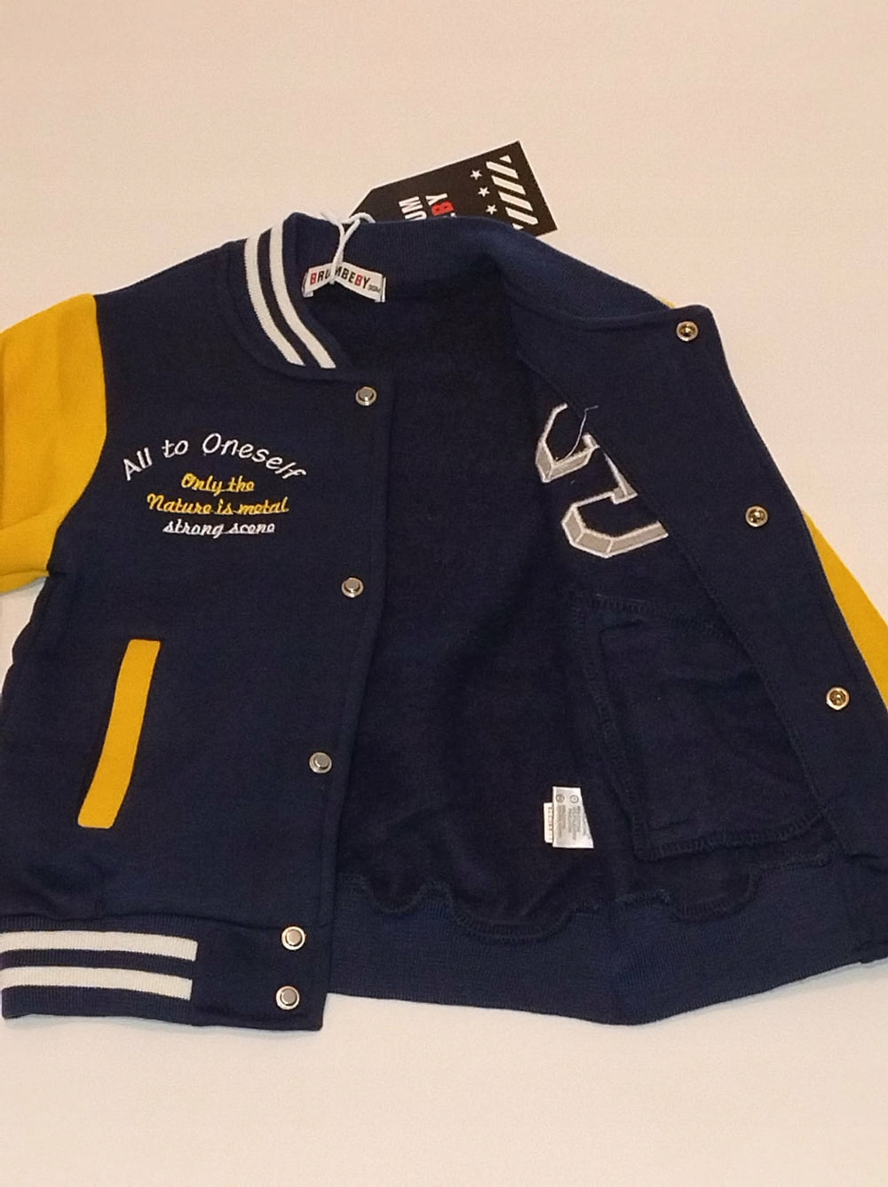 Bluza dziecięca varsity granat żółta college na napy bawełna