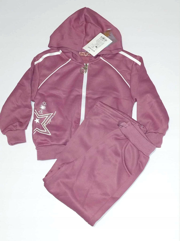 Komplet dla dziewczynki polarowy dres bluza i spodnie Bambik