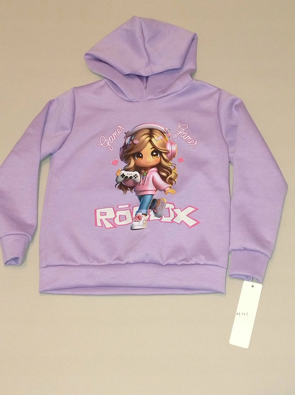 Bluza dziewczęca Gamer RÓBLOX liliowa z kapturem