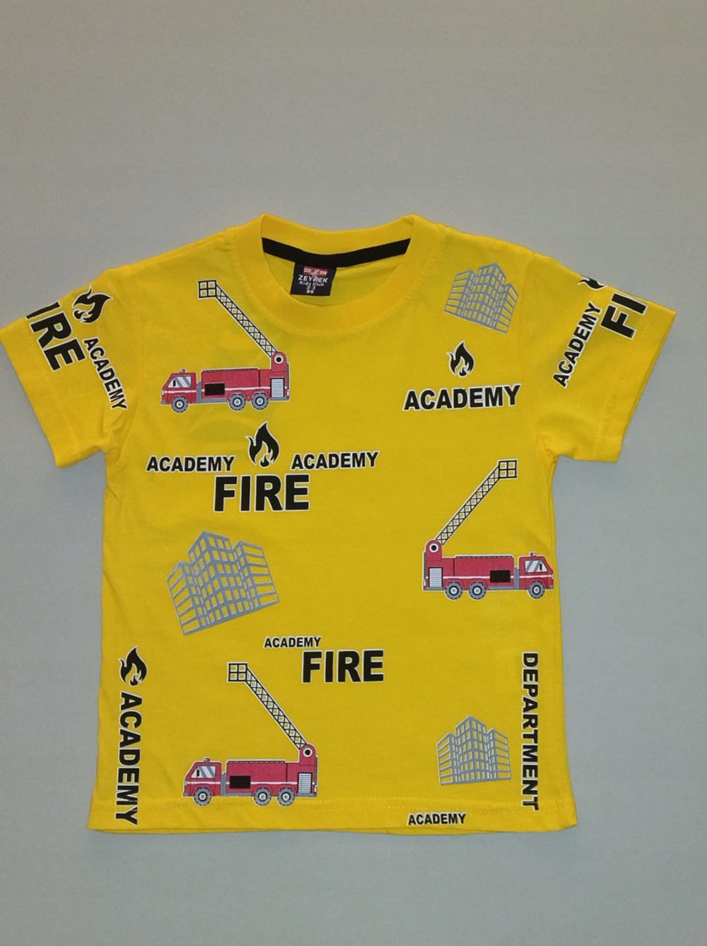 Koszulka chłopięca T-shirt bawełna straż pożarna żółta 2-7 lat.b3