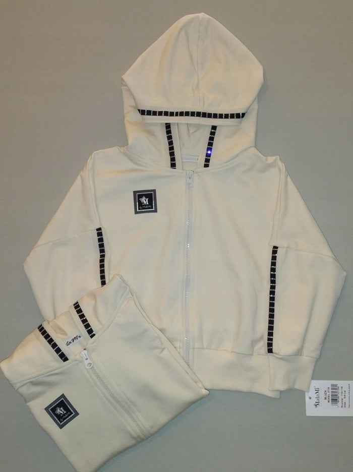 Bluza dziecięca Mała Mi 110-152 rozpinana z kapturem kremowa stylowa.b1