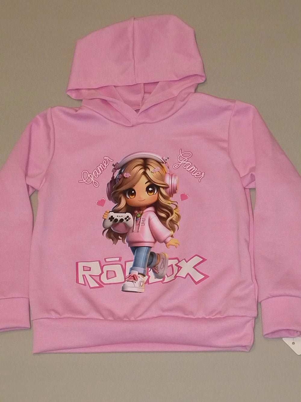 Bluza dziewczęca Gamer RÓBLOX różowy z kapturem